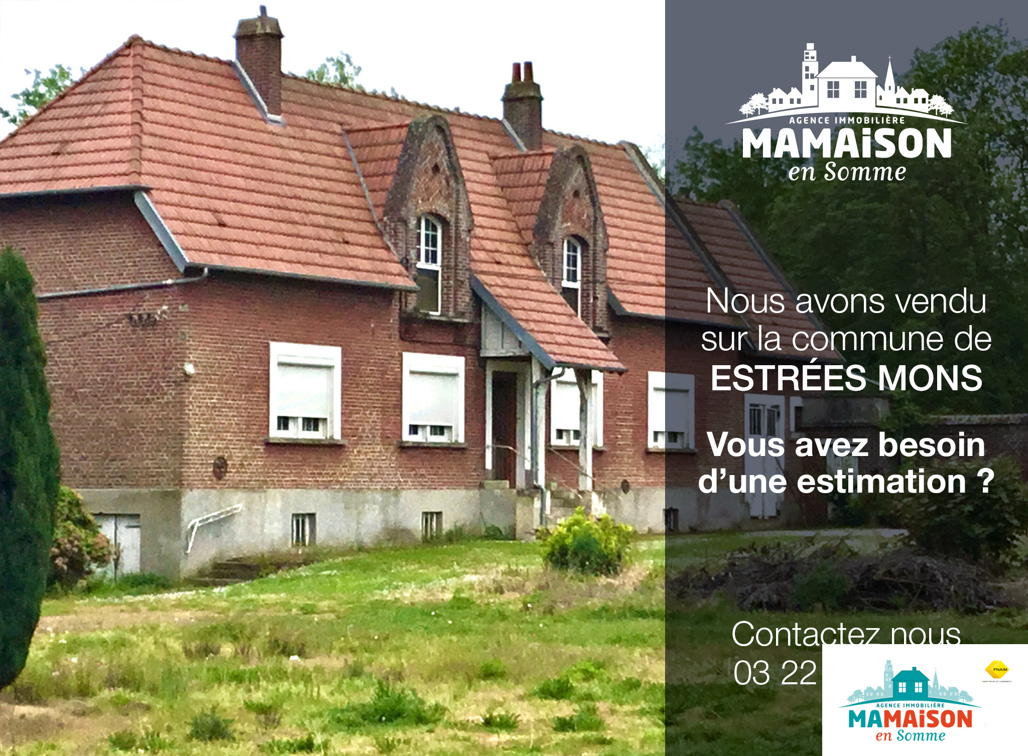 Immo80 – L'immobilier à Amiens et dans la Somme-Axe Amiens Saint Quentin, grand corps de ferme avec maison d’habitation et nombreuses...