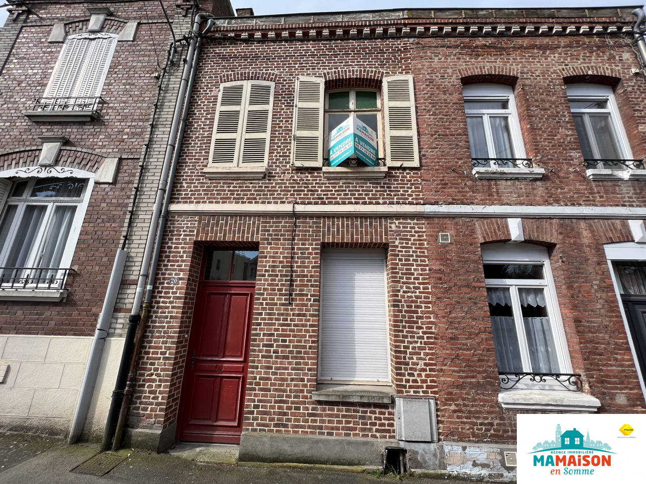 Immo80 – L'immobilier à Amiens et dans la Somme-Centre ville Albert, maison à rénover, 85,5 m2, 4 pièces, 2 chambres, jardin clos sur terrain d’environ 170 m2