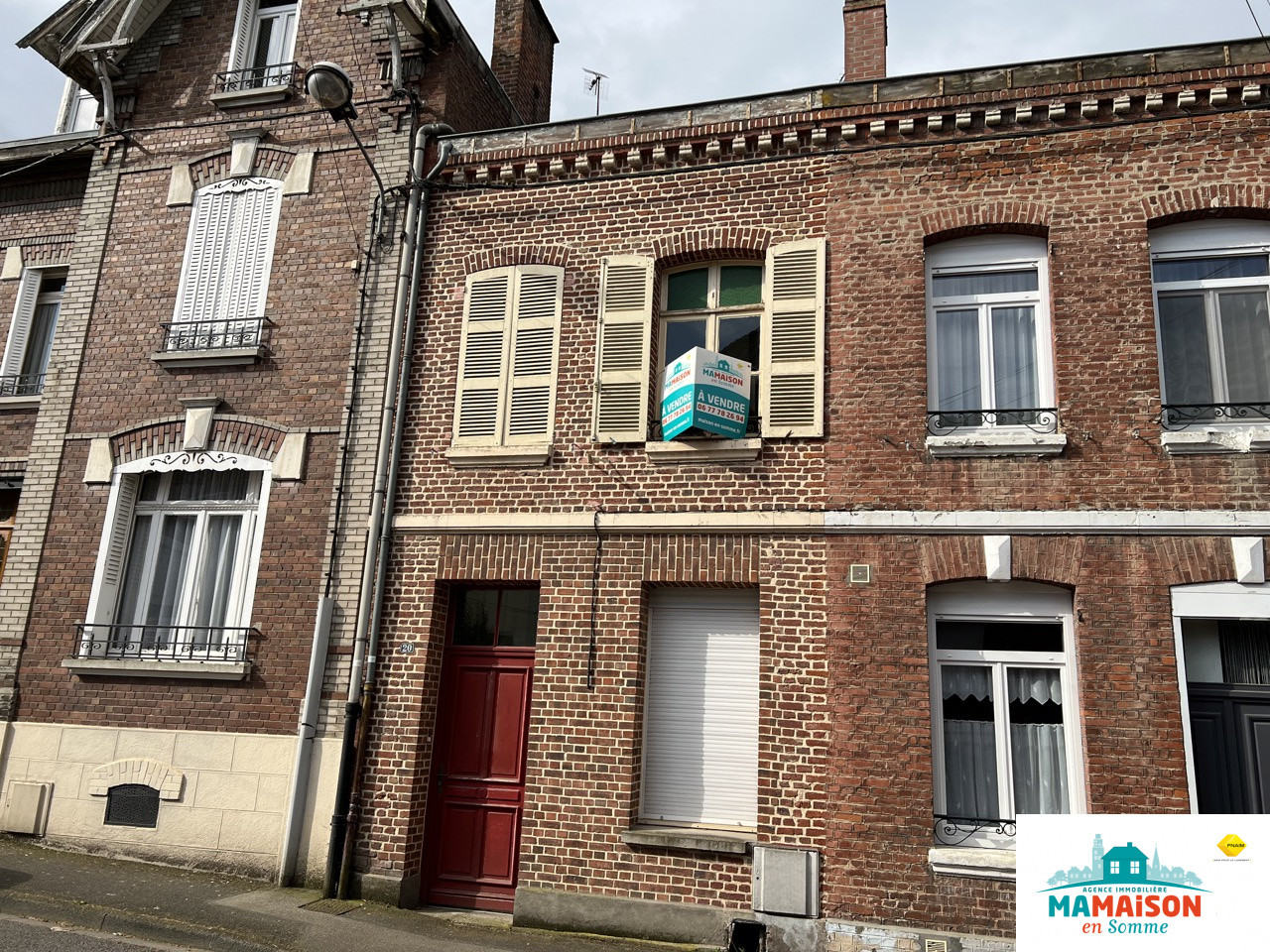 Immo80 – L'immobilier à Amiens et dans la Somme-Centre ville Albert, maison à rénover, 85,5 m2, 4 pièces, 2 chambres, jardin clos sur terrain d’environ 170 m2