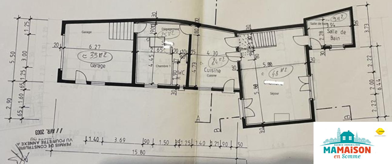 Immo80 – L'immobilier à Amiens et dans la Somme-Secteur Petit Camon, pavillon avec autonomie de plain-pied, 164 m2, 6 pièces, 4 chambres, cave, garage, dépend