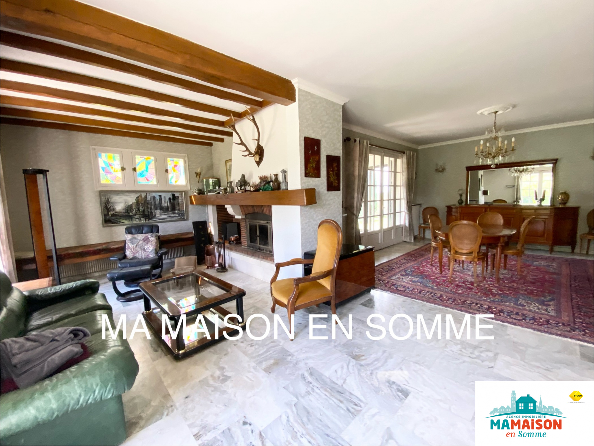 Immo80 – L'immobilier à Amiens et dans la Somme-MAISON INDIVIDUELLE 190M2  AU CŒUR D’UN PARC DE 7250M2 S-SOL COMPLET