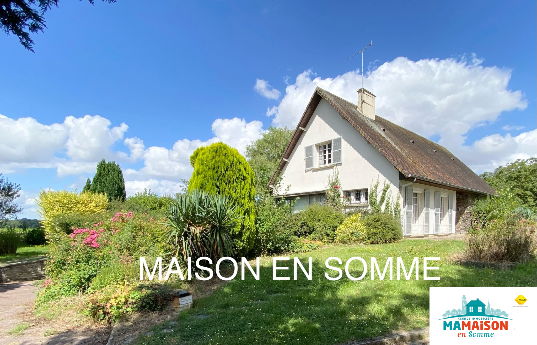 Immo80 – L'immobilier à Amiens et dans la Somme-MAISON INDIVIDUELLE 190M2  AU CŒUR D’UN PARC DE 7250M2 S-SOL COMPLET